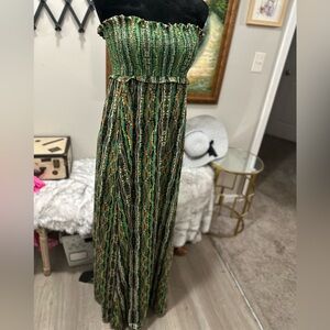 COOGI Green and Black Striped Maxi Dress